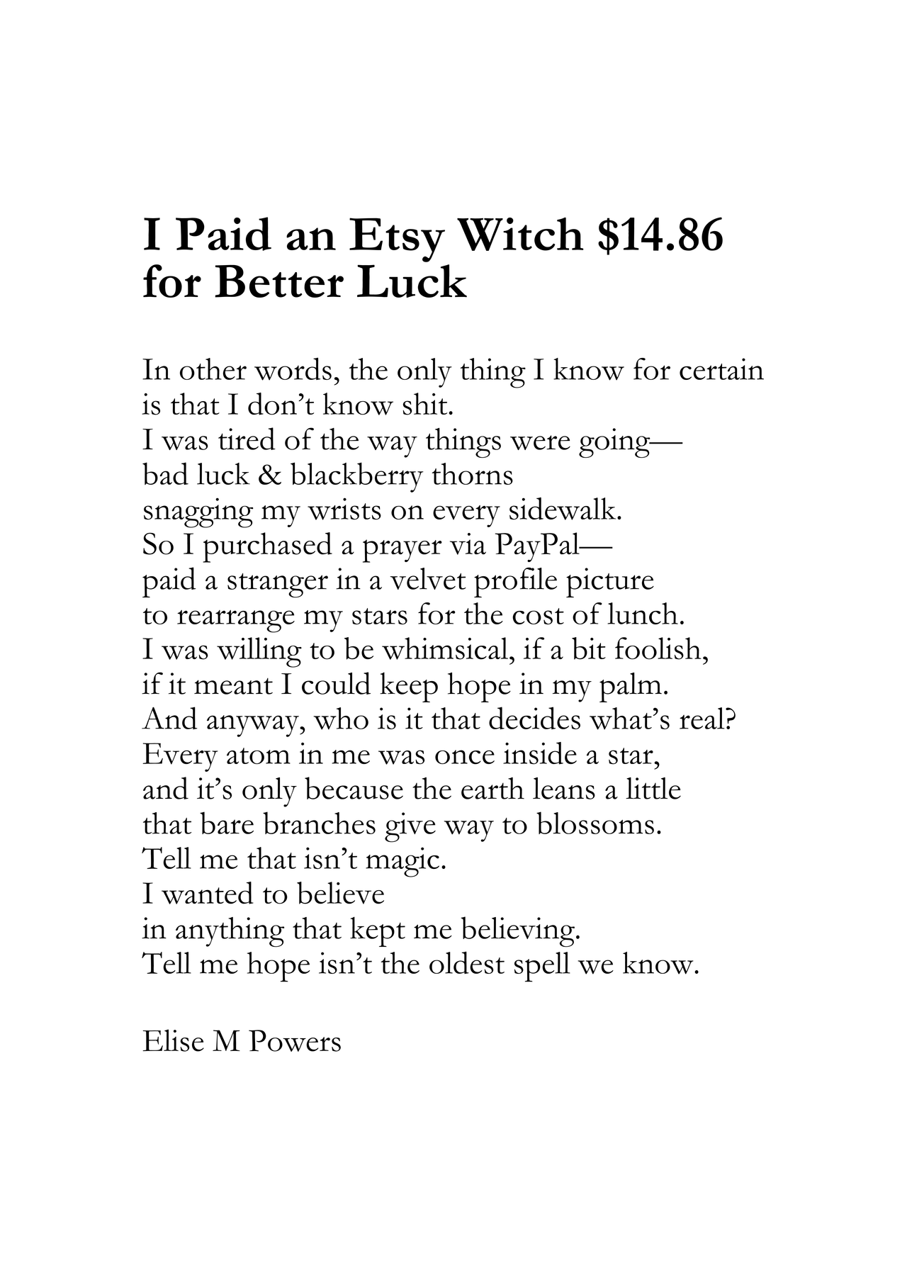 I Paid an Etsy Witch $14.86 for Better Luck