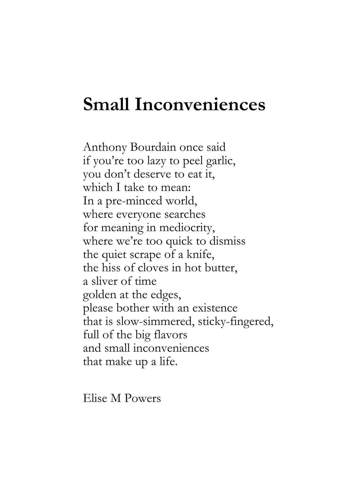 Inconveniences Small Inconveniences - Digital - Elise Powers Poetry